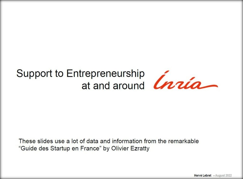 Support to Entrepreneurship around Inria